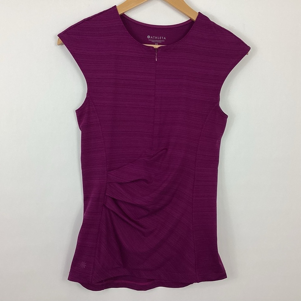 Athleta Pacifica Ruched Rash Guard 1/2 Zip Top Size XS